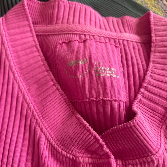 Aerie Road Trip Long Sleeve Henley T-Shirt bundle- green and pink size L - Picture 4 of 5